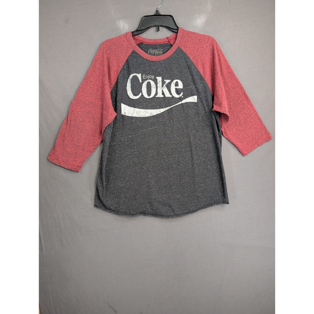 Coca-Cola Enjoy Coke Raglan Baseball Tee Charcoal Red Large